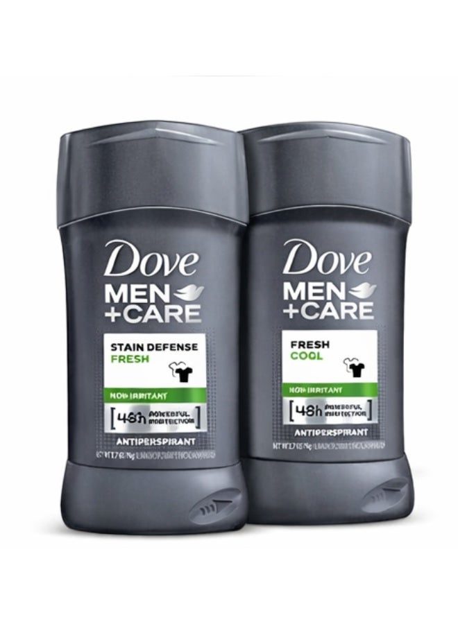 Dove Men+Care Stain Defense Antiperspirant Deodorant Stick, Fresh, 2.7 oz,75g (Pack of 2) - Image 1